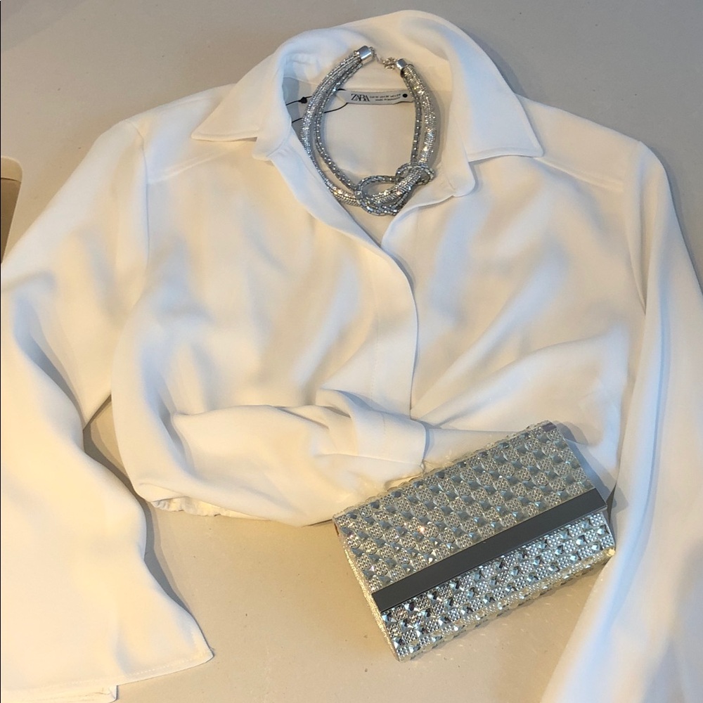 Zara Cream Cropped Blouse